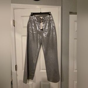NWT- Gianni Bini Metallic Silver High-Waist Pants
